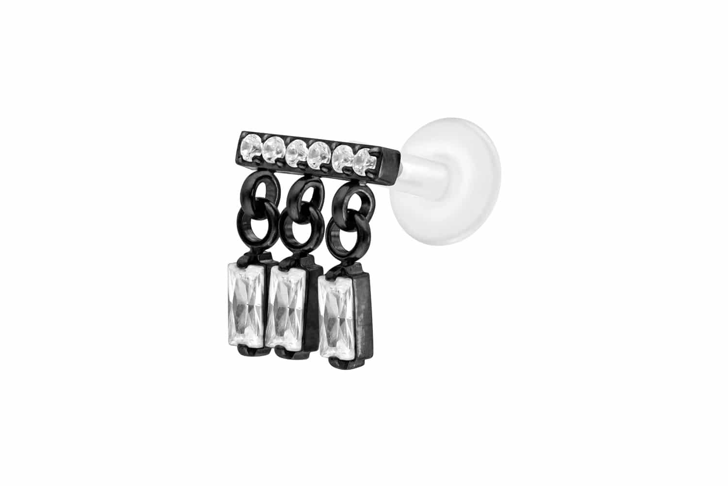 PTFE Labret Piercing mit Innengewinde + Titan-Aufsatz WINDSPIEL